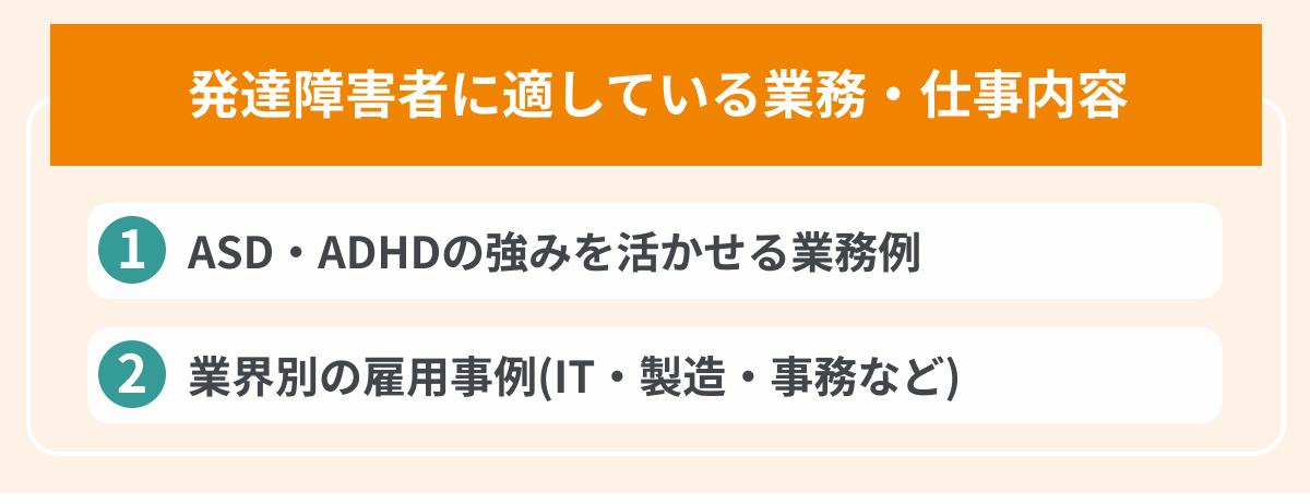 発達障害者が多く活躍している業務・仕事内容の画像