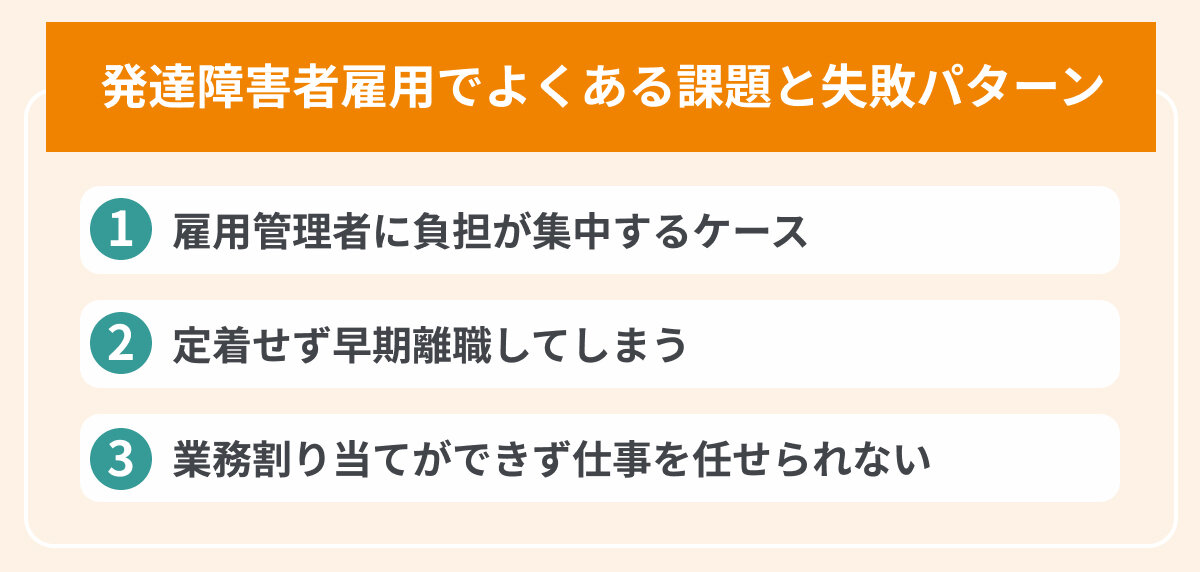 発達障害者雇用でよくある課題と失敗パターンの画像