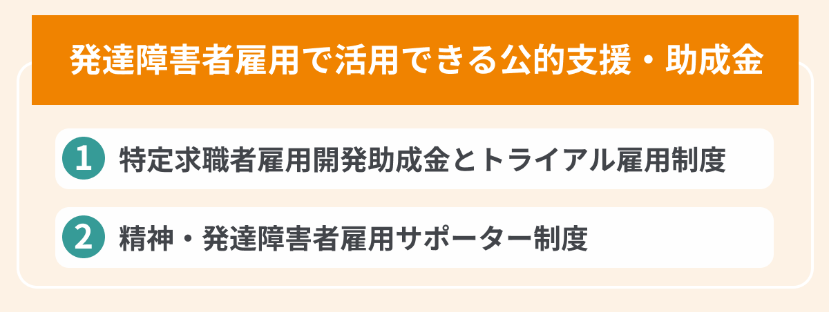 発達障害者雇用で活用できる公的支援・助成金の画像