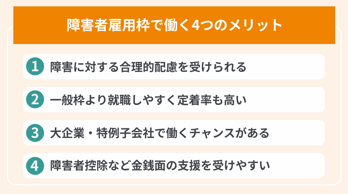 障害者雇用枠で働く4つのメリットの画像