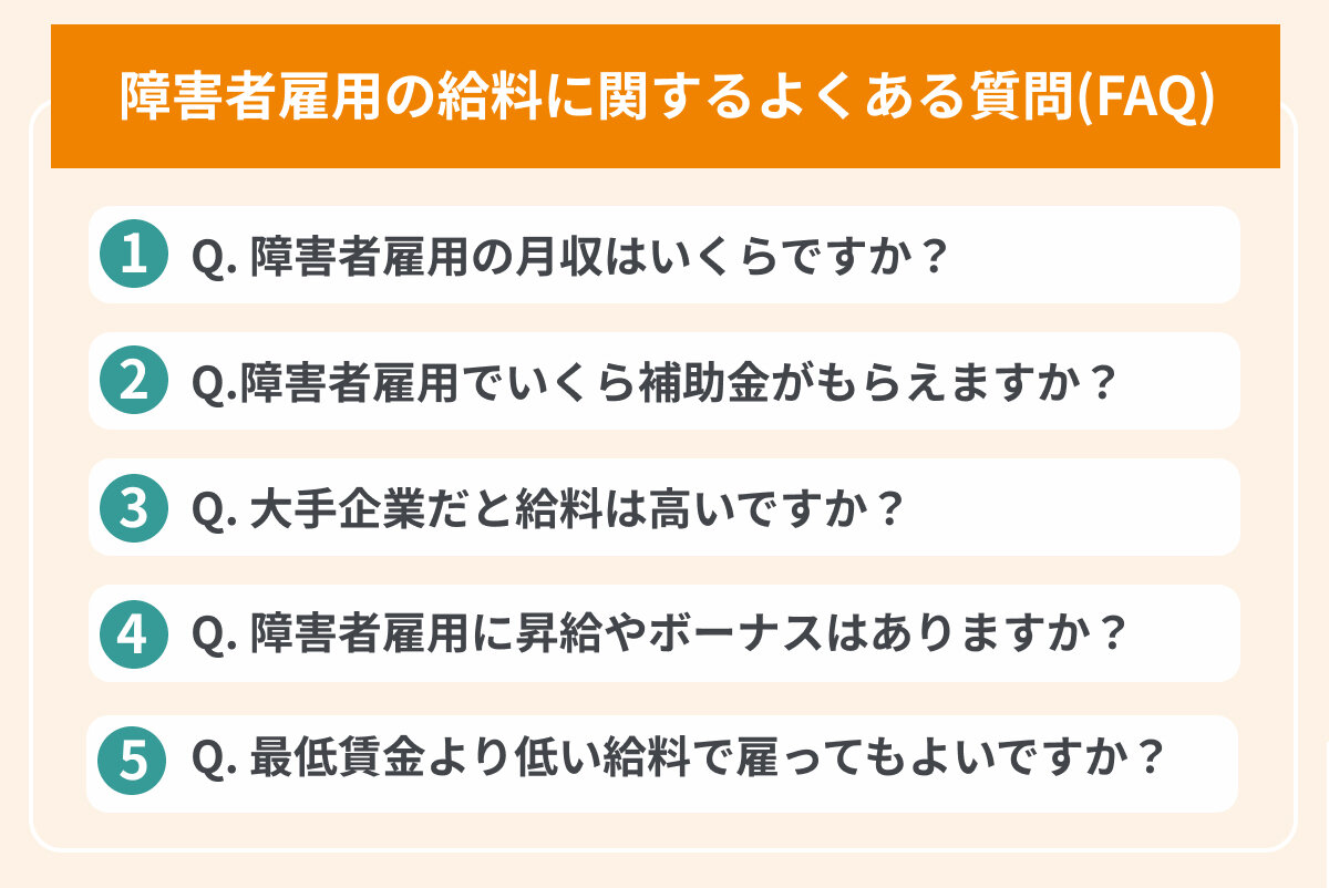障害者雇用の給料に関するよくある質問の画像