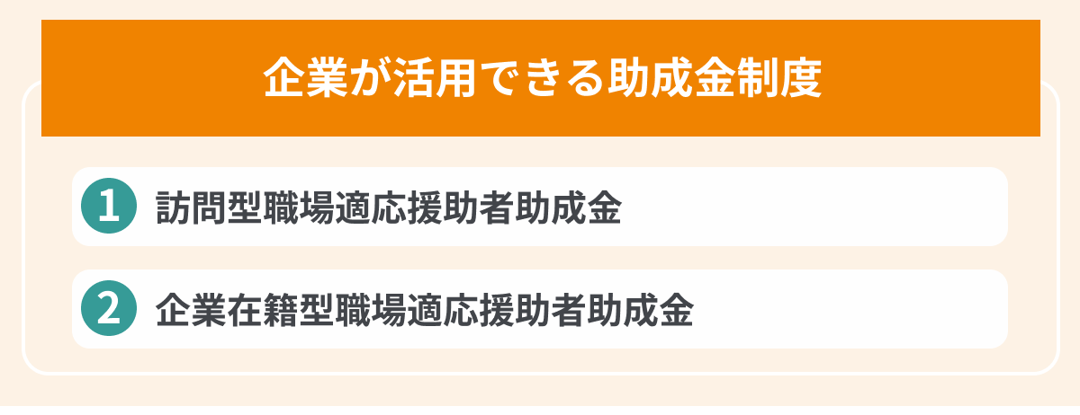 企業が活用できる主な助成金制度の画像