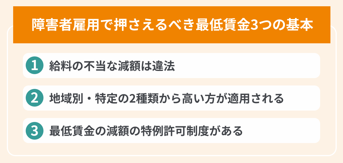障害者雇用で押さえるべき最低賃金の3つの基本の画像