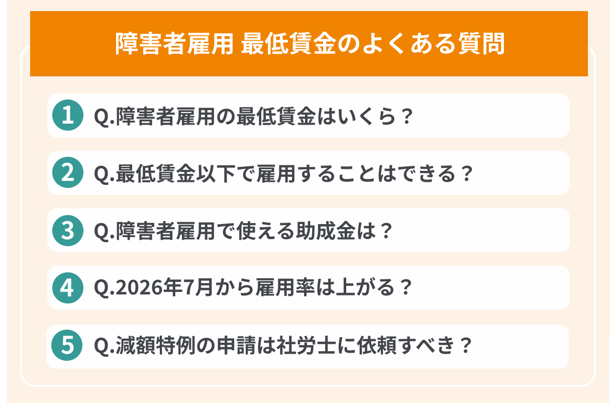 障害者雇用 最低賃金のよくある質問の画像