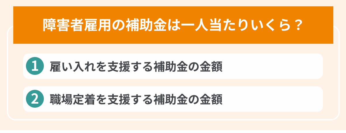 障害者雇用の補助金は一人当たりいくら？金額の目安の画像