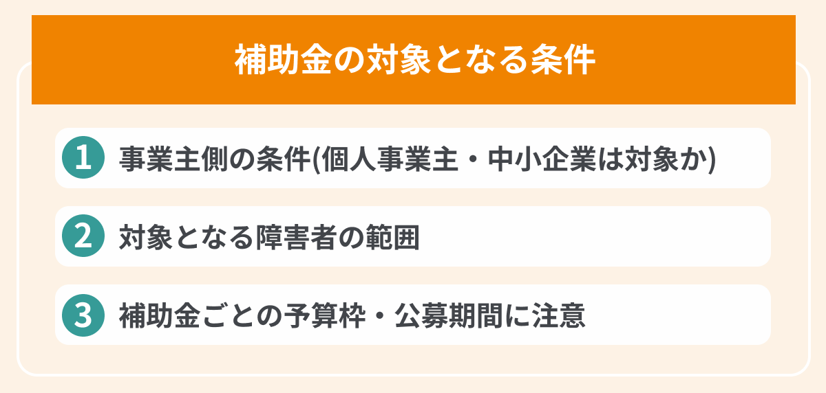 補助金の対象となる条件の画像