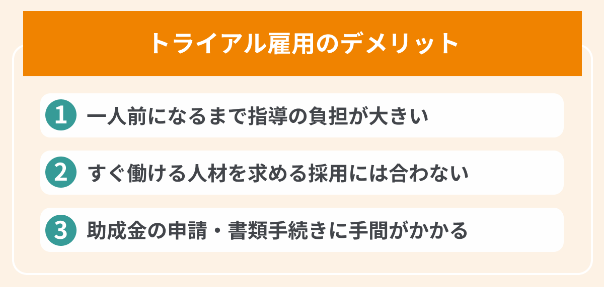 トライアル雇用のデメリットの画像