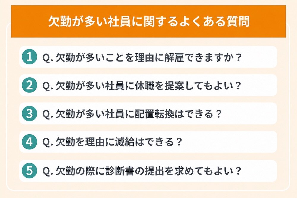 障害者雇用で欠勤が多い社員に関するよくある質問
