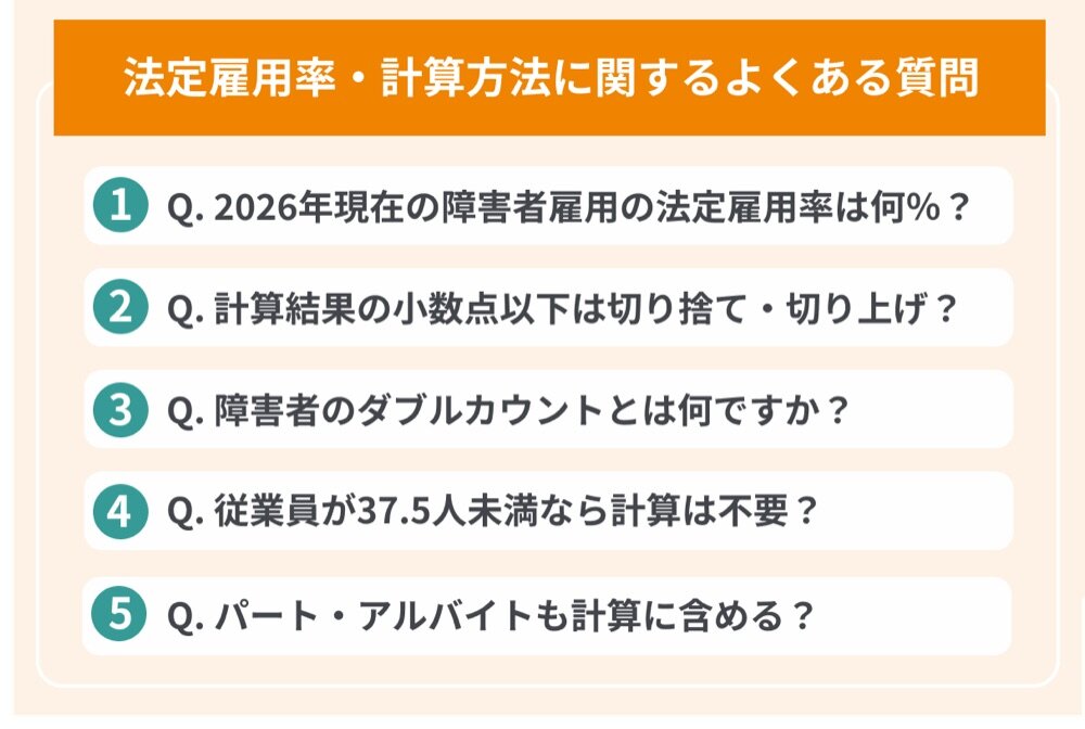 障害者雇用の法定雇用率・計算方法に関するよくある質問