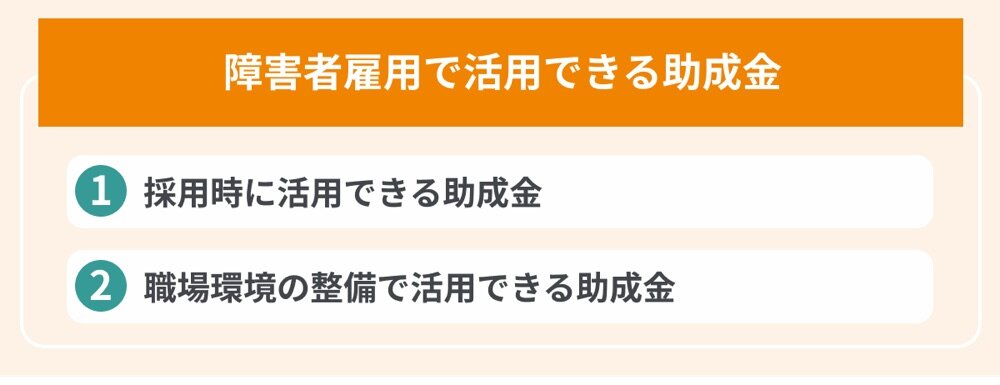 障害者雇用で活用できる助成金（採用時、職場環境の整備）