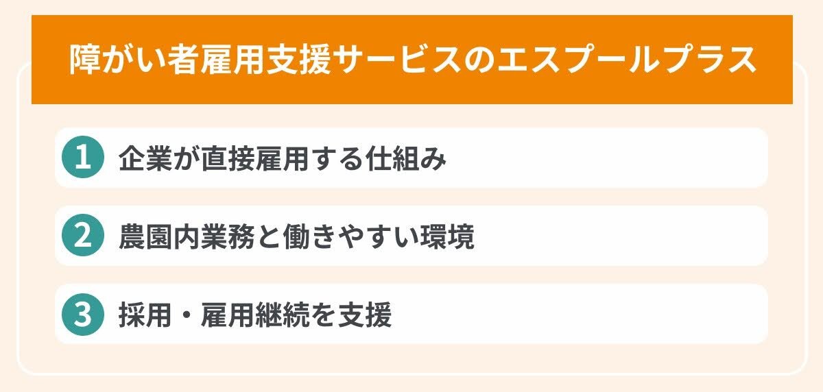 障がい者雇用支援サービスのエスプールプラスの特徴