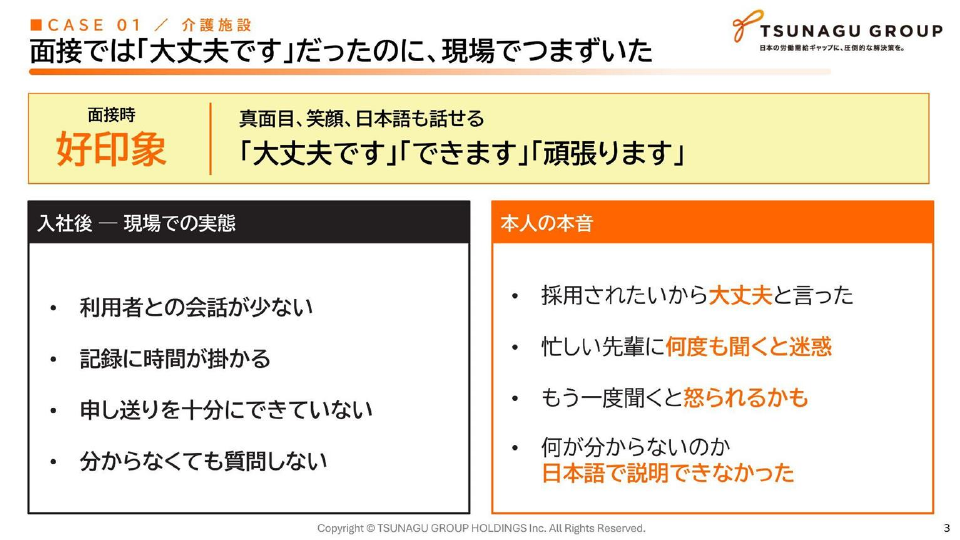 介護施設で面接と入社後の実態にずれが生じたケースの画像